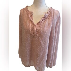 Ladies plus size 2X Liz Claiborne, pale pink BoHo style top